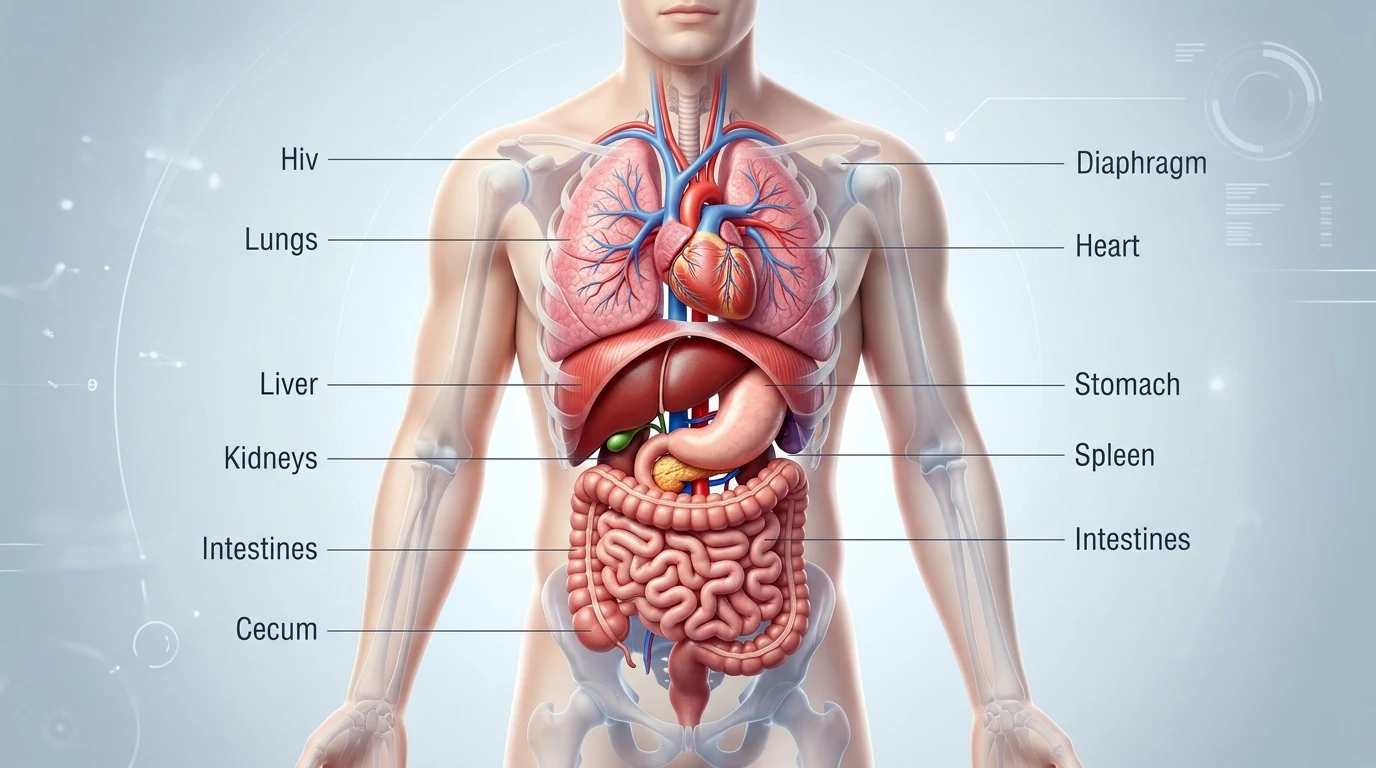 Právě si prohlížíte Orgány v lidském těle: Přehledná anatomie, uložení vnitřních orgánů a jejich funkce